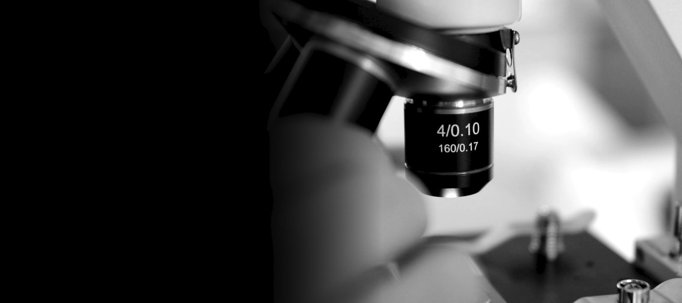 Close-up of a modern microscope objective lens
